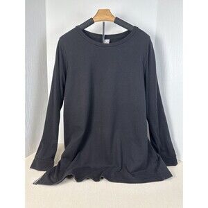 Chico's Zenergy Pullover Sweatshirt Black Stretch Comfy Slit Women's 2 (12/14)